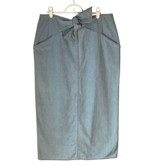 Deadstock Vintage ‘91 Izod Denim Tie Waist Maxi Skirt from Talbot’s! Size 14 jam - Picture 5 of 16